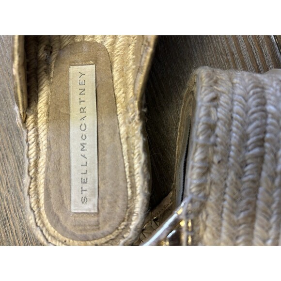 Stella McCartney Gold Wicker Crisscross Platform Espadrille Sandals EU 38 - Picture 2 of 10